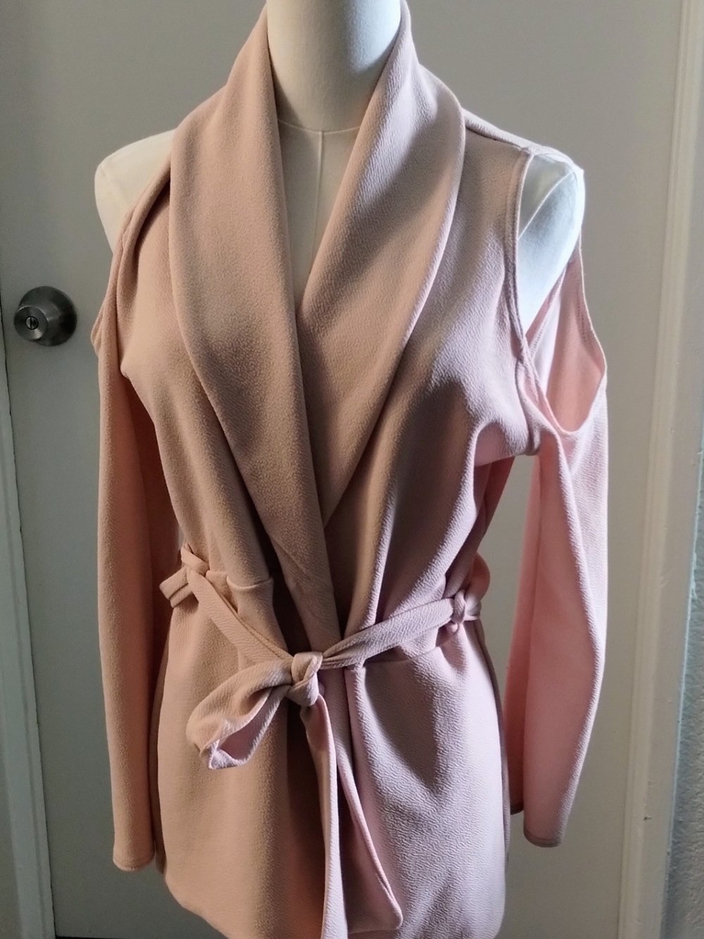 Ayanapa Blush Wrap Cold Shoulder Cardigan
